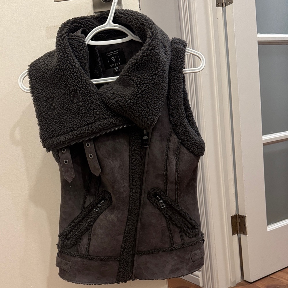 Guess Charcoal Shearling Vest